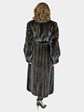 Woman's Dark Mahogany Female Mink Fur Coat with Fur Belt