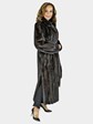 Woman's Dark Mahogany Female Mink Fur Coat with Fur Belt