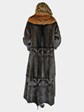 Woman's Mahogany Female Mink Fur Coat with Large Fox Collar