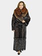 Woman's Mahogany Female Mink Fur Coat with Large Fox Collar
