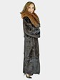 Woman's Mahogany Female Mink Fur Coat with Large Fox Collar