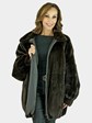 Woman's Dark Brown Sheared Mink Fur Jacket Reversing to Leather