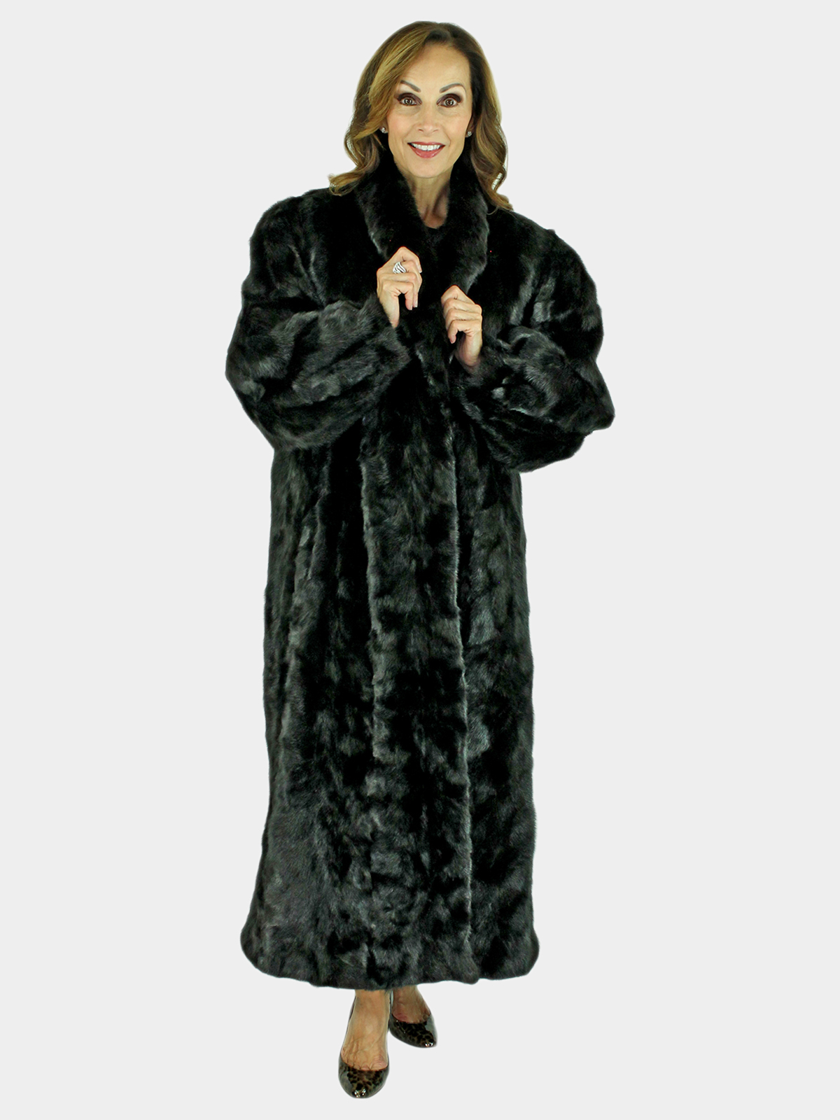 Woman's Black Sectioned Mink Fur Coat