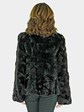 Woman's Black Sheared Mink Fur Jacket with Laser Grooving