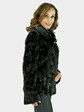 Woman's Black Sheared Mink Fur Jacket with Laser Grooving