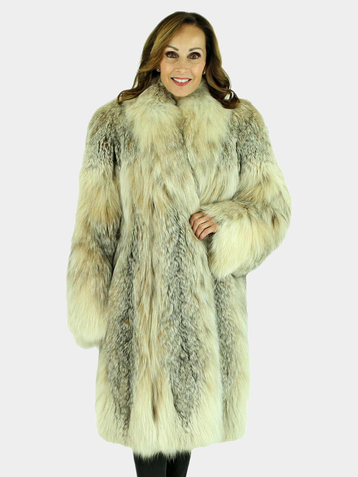 Woman's Natural Canadian Lynx Fur 7/8 Coat