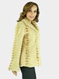 Women's Beige Rex Rabbit Fur Sculpted Jacket