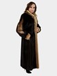 Woman's Mahogany Mink Fur Coat with Autumn Haze Mink Trim