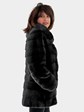 Woman's Rizal Slate Grey Mink Fur Parka with Double Fur Hood