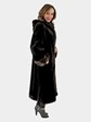 Woman's Dark Brown Sheared Mink Fur Coat with Detachable Hood