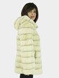 Woman' Rex Rabbit Fur Jacket Reversible to Quilted Silver Grey Fabric