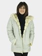 Woman' Rex Rabbit Fur Jacket Reversible to Quilted Silver Grey Fabric