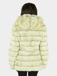 Woman' Rex Rabbit Fur Jacket Reversible to Quilted Silver Grey Fabric