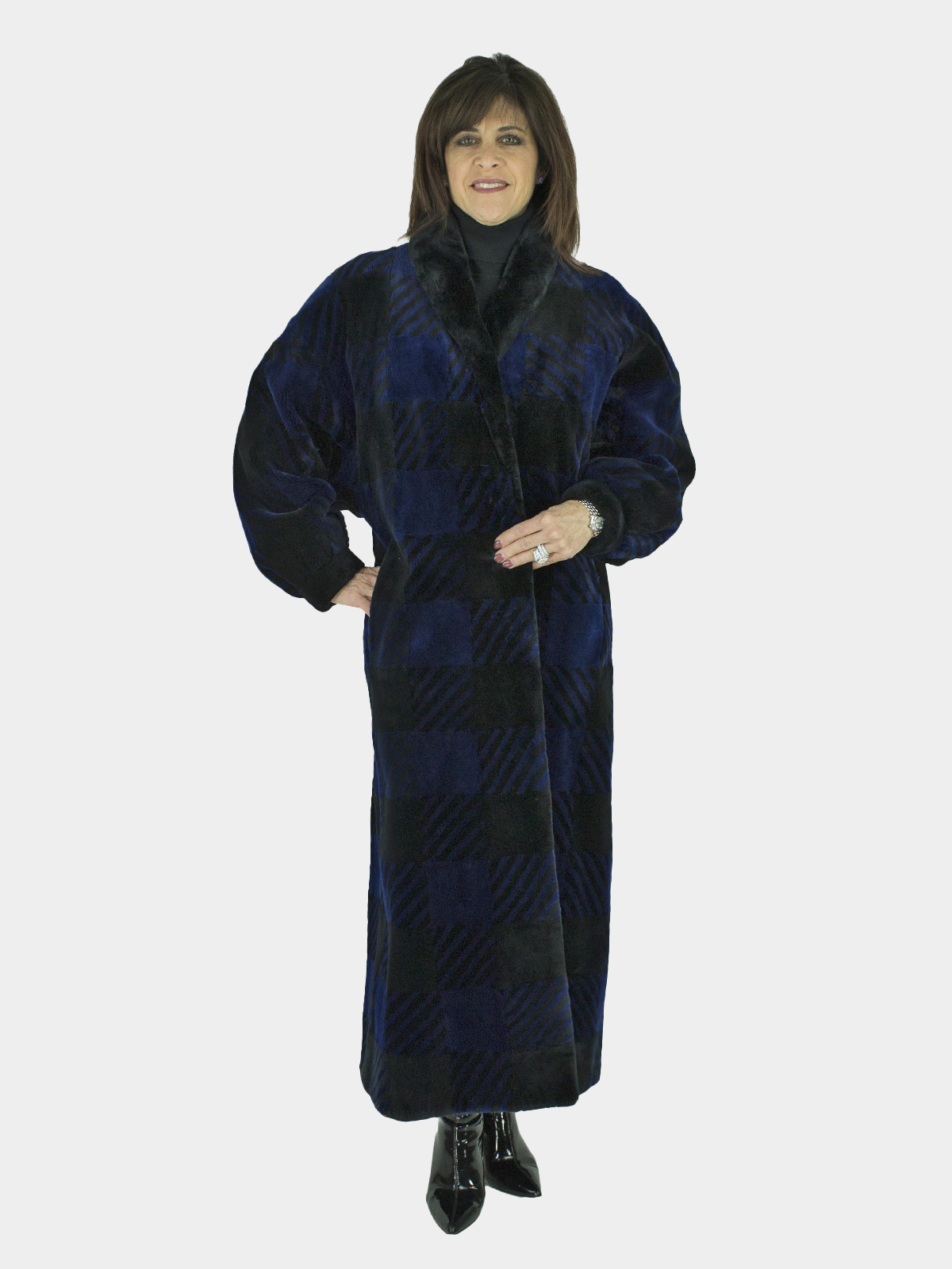 Oscar de La Renta Woman's Checkerboard Sheared Beaver Fur Coat