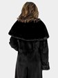 Woman's Black Sheared Mink Fur Coat with Metal Stud Embellishments