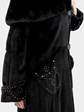 Woman's Black Sheared Mink Fur Coat with Metal Stud Embellishments
