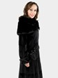 Woman's Black Sheared Mink Fur Coat with Metal Stud Embellishments