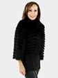 Woman's Black Feathered Fox Fur Bolero Jacket