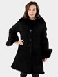 Woman's Suede Mod Black Shearling Lamb Stroller