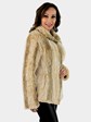 Woman's Camel Rex Rabbit Fur Woven Jacket