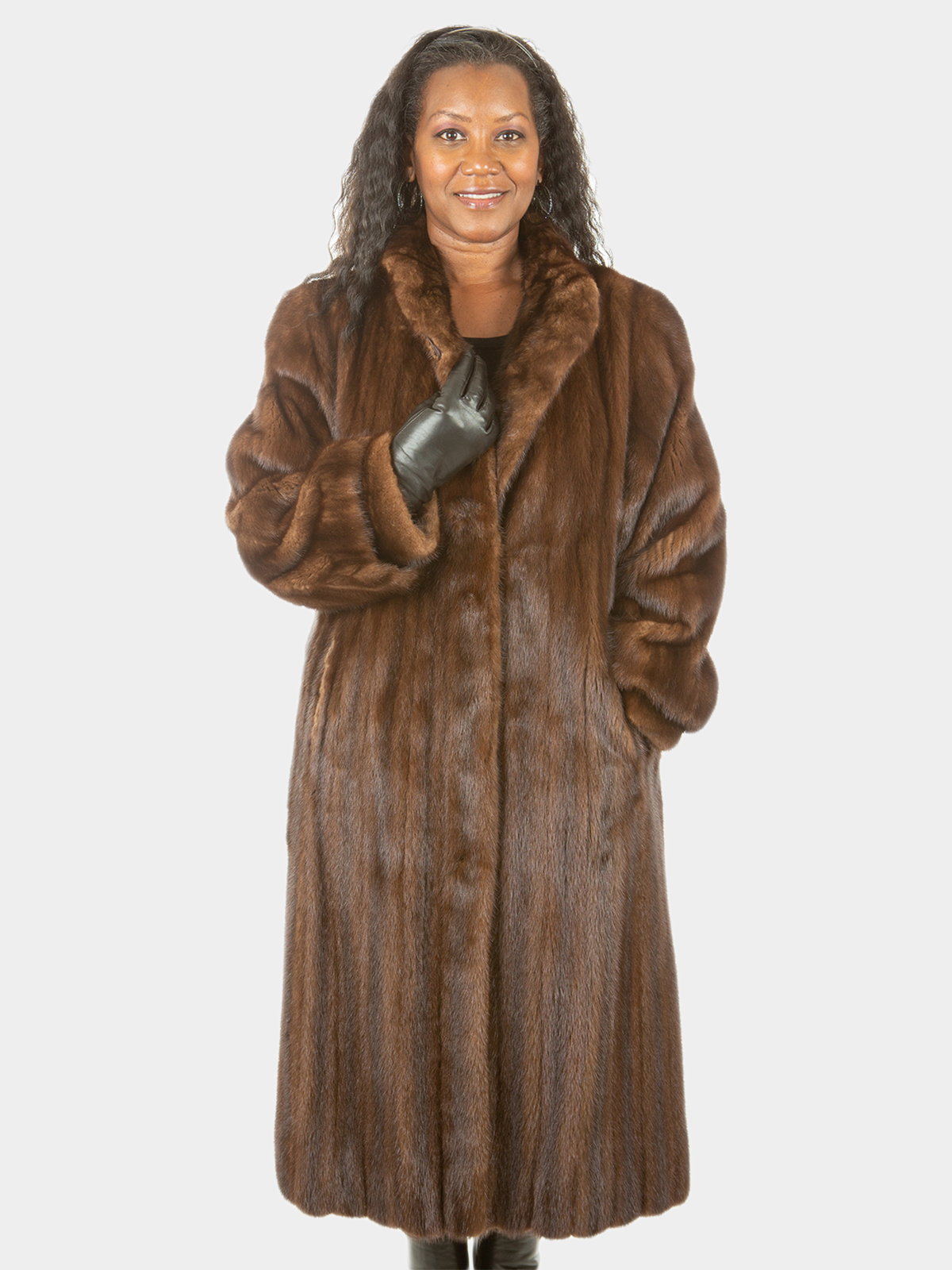 Woman's Mahogany Female Mink Fur Coat