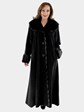 Woman's Cashmere Blend Wool Coat With Mink Trim