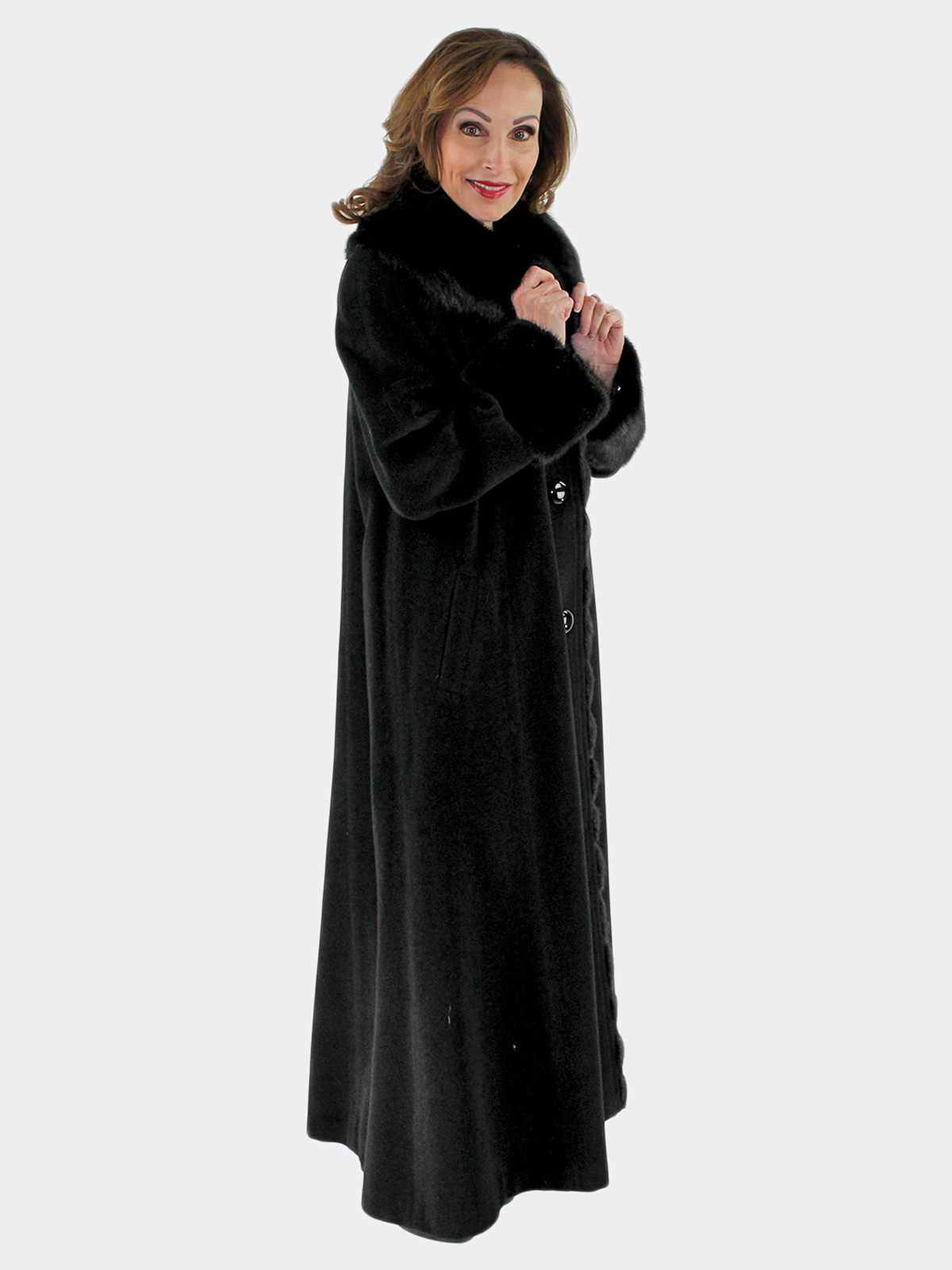 Cashmere Blend Wool Coat With Mink Trim | Estate Furs
