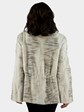 Woman's Two Tone Cream Sheared Mink Fur Jacket Reversible to Rain Fabric