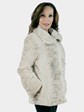 Woman's Two Tone Cream Sheared Mink Fur Jacket Reversible to Rain Fabric