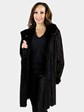 Woman's Hooded Textured Mink Fur Stroller Reversible to Leather