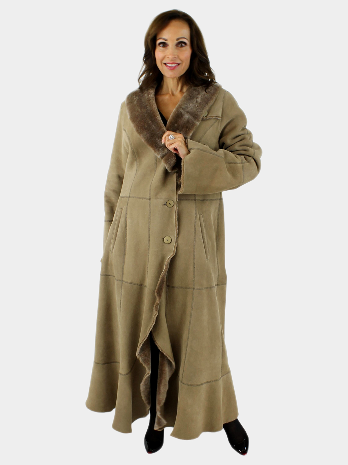 Woman's Camel Shearling Coat