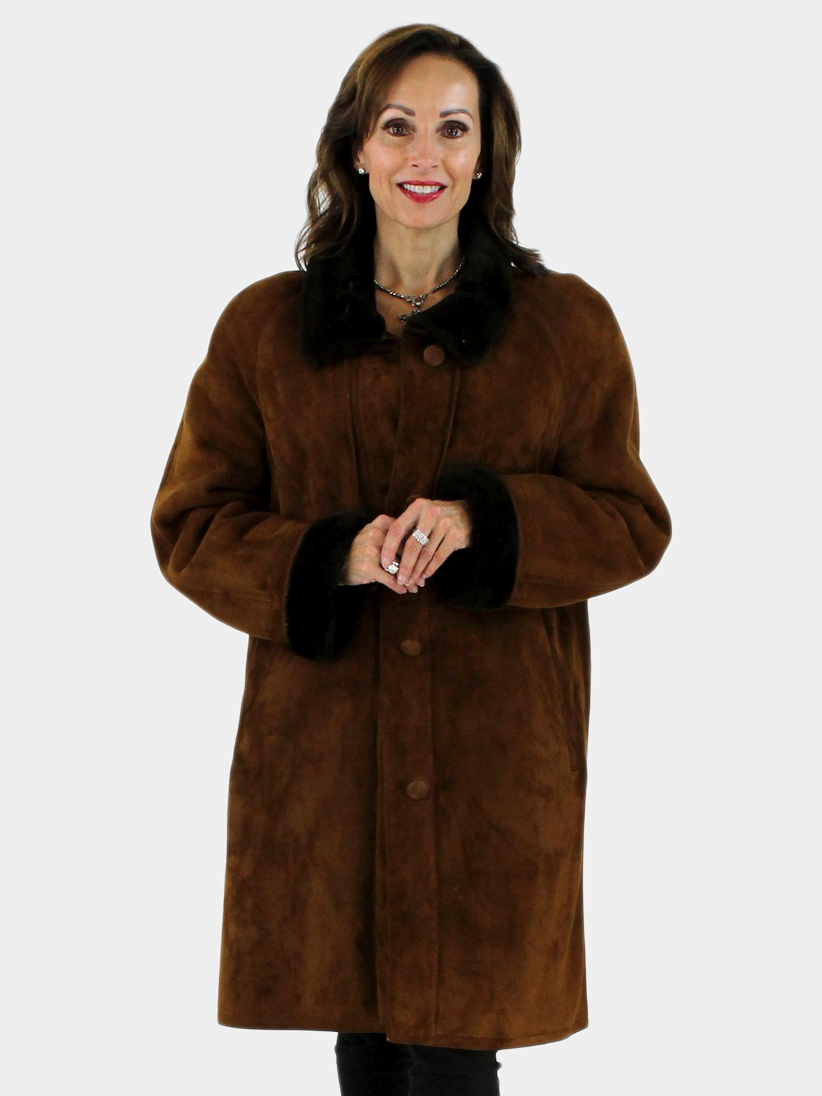 Christia Woman's Light Brown Shearling Fur Coat