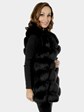 Woman's Black Fox Fur and Suede Vest