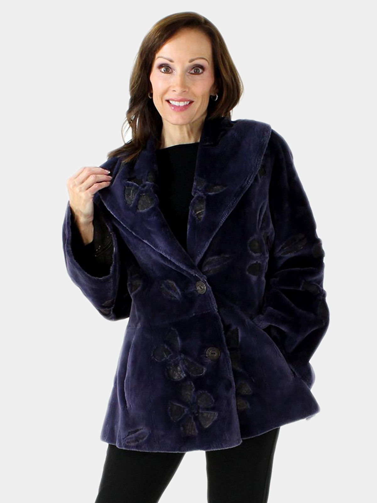 Zuki Woman's Purple Sheared Beaver Fur Jacket