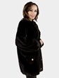 Woman's Brown Mink Fur Jacket with Sheared Mink Trim