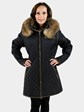 Woman's Black Fabric Quilted Jacket 