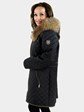 Woman's Black Fabric Quilted Jacket 