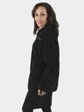 Woman's Sporty Black Shearling Sectional Jacket