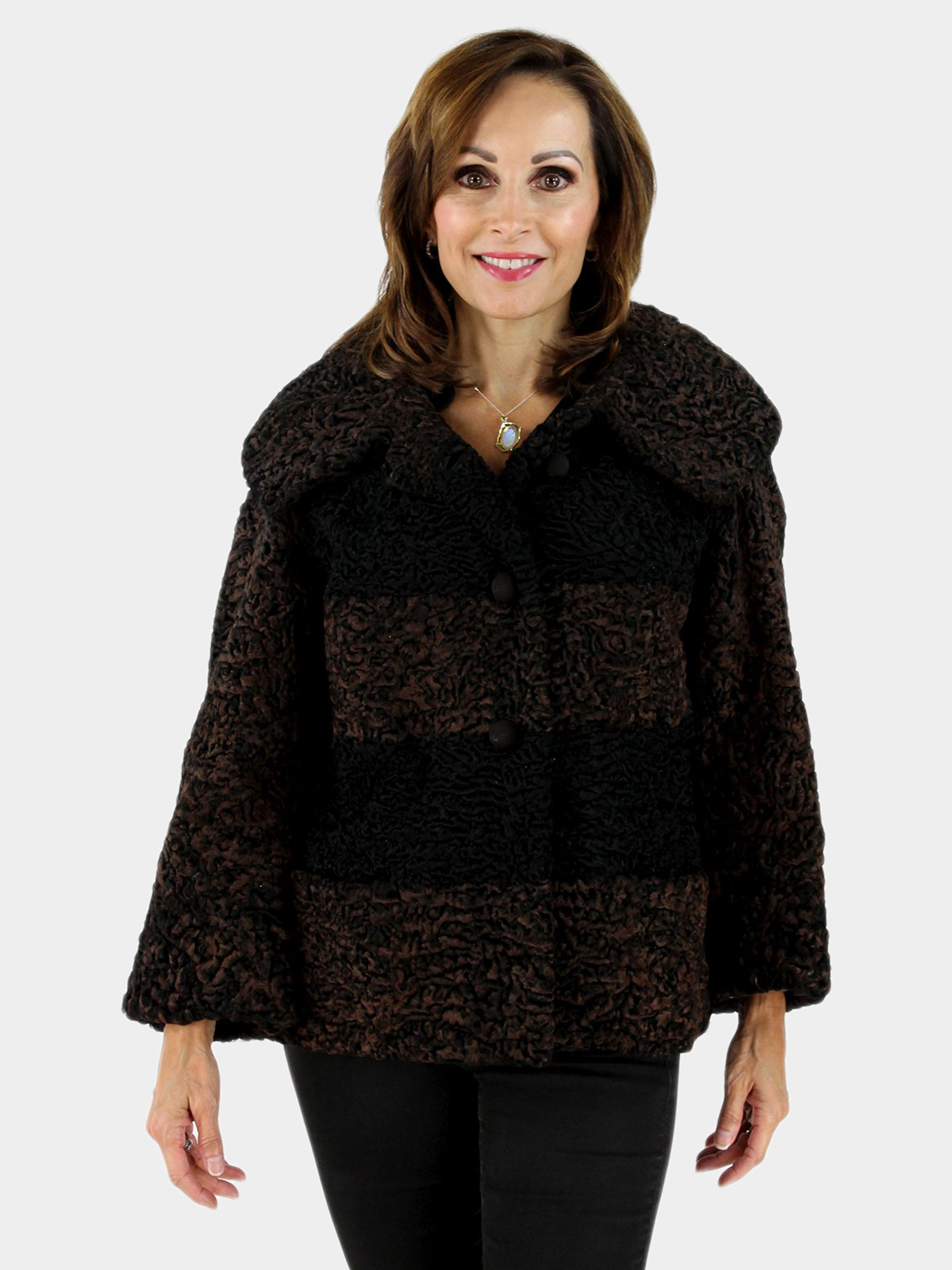 Woman's Brown and Black Persian Lamb Fur Jacket