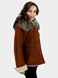 Christia Rust Suede Shearling Lamb Jacket