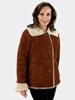 Christia Rust Suede Shearling Lamb Jacket