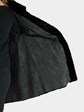 Woman's Black Sheared and Grooved Beaver Stroller with Detachable Hood
