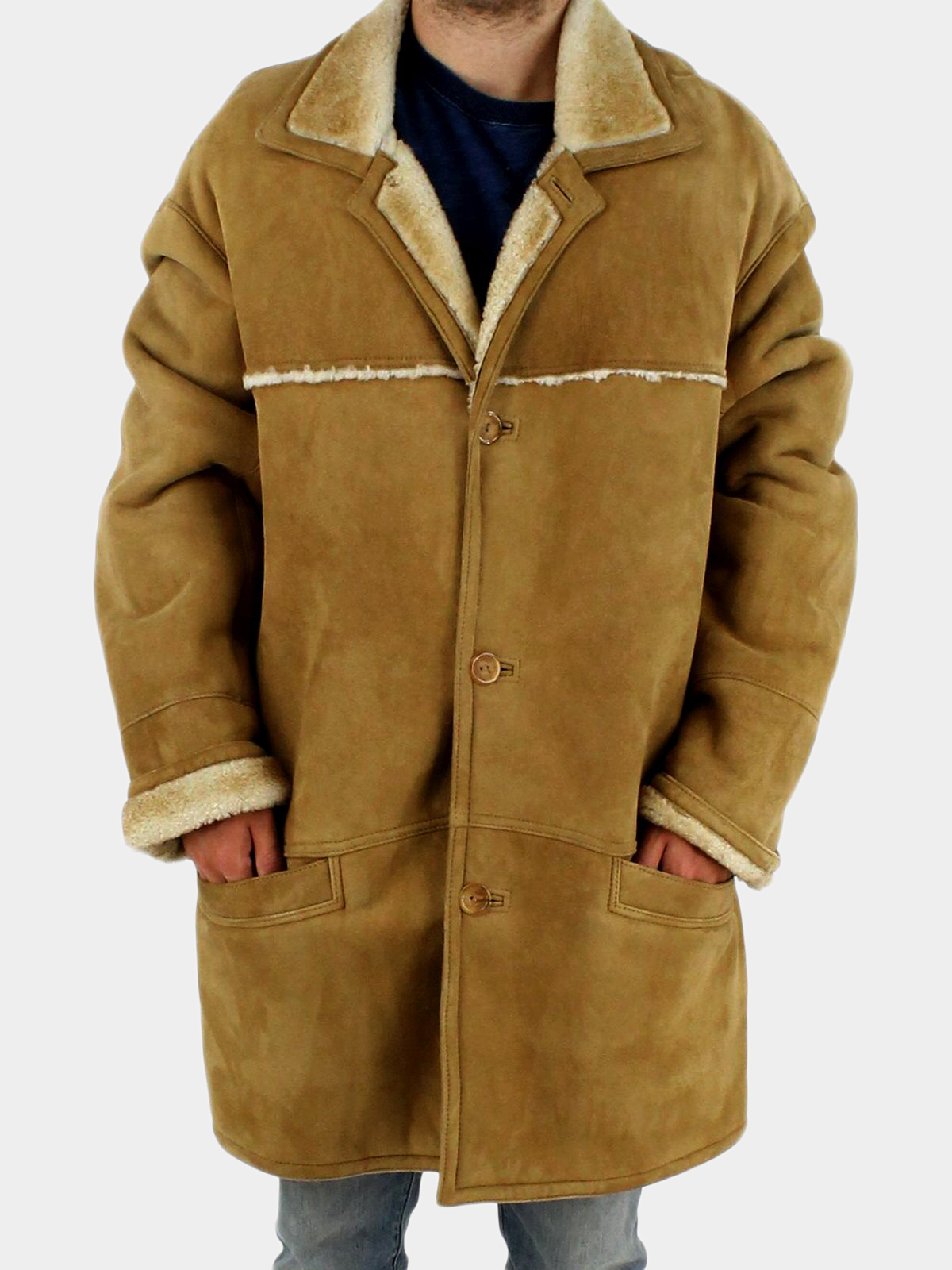 NEW Man's Camel Tipped Shearling Lamb Jacket