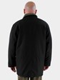 Black Cloth & Shearling 3/4 Coat