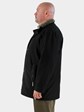 Black Cloth & Shearling 3/4 Coat