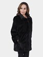 Woman's Black Sheared Mink Fur Jacket Reversing to Rain Taffeta