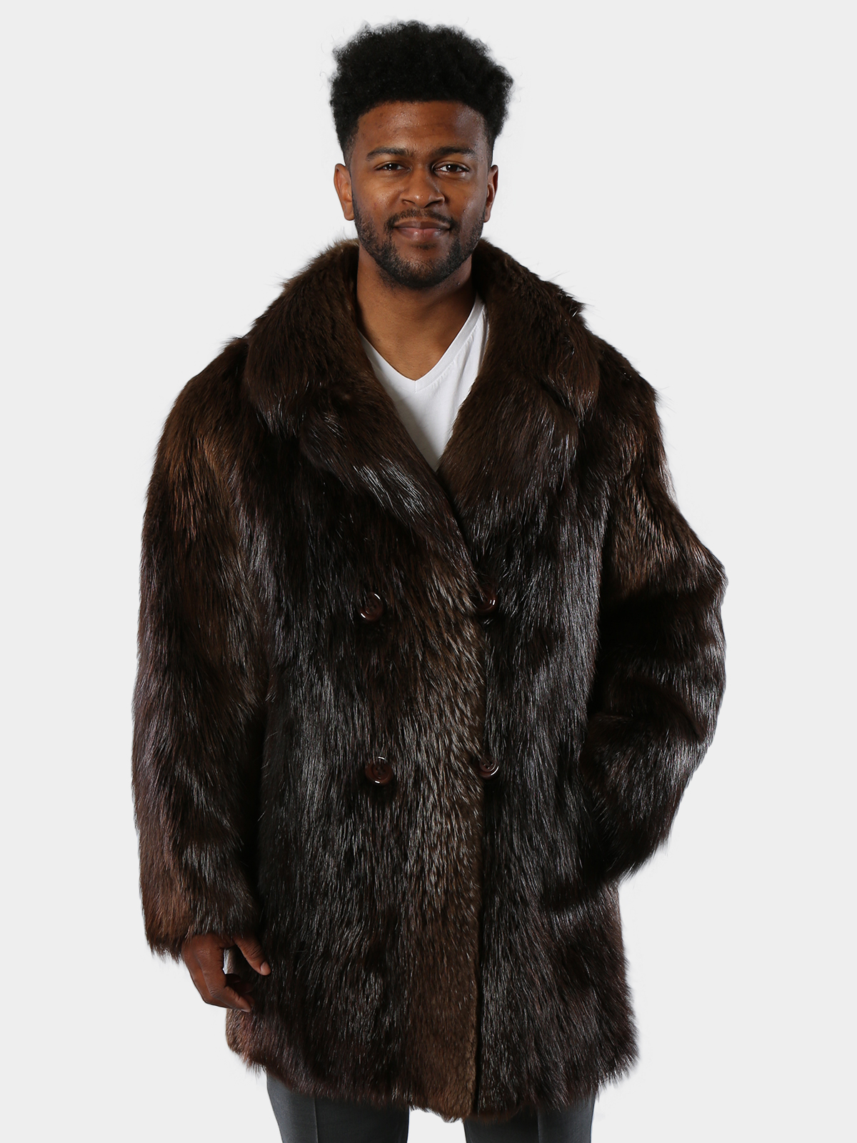 Man's Medium Tone Beaver Fur 3/4 Coat