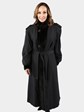 Woman's Black Sheared Mink Fur Coat Reversible to Micro Fiber Fabric