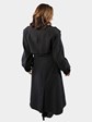 Woman's Black Sheared Mink Fur Coat Reversible to Micro Fiber Fabric