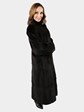 Woman's Black Sheared Mink Fur Coat Reversible to Micro Fiber Fabric